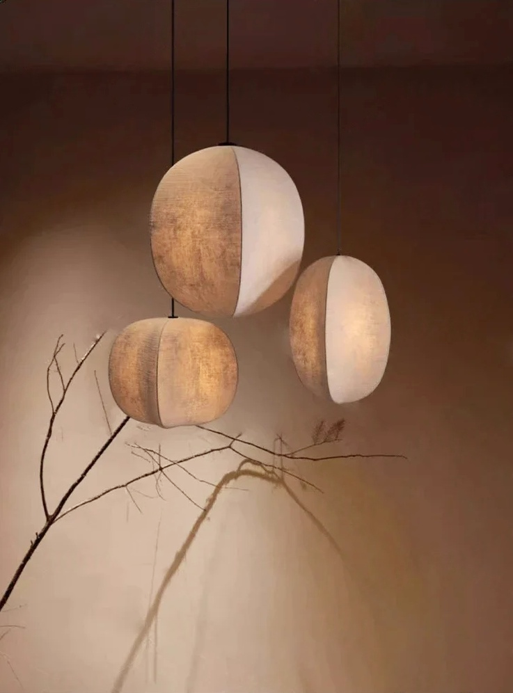 Wabi Sabi Linen Led Pendant Light - Elegant Modern Lighting Fixture 4