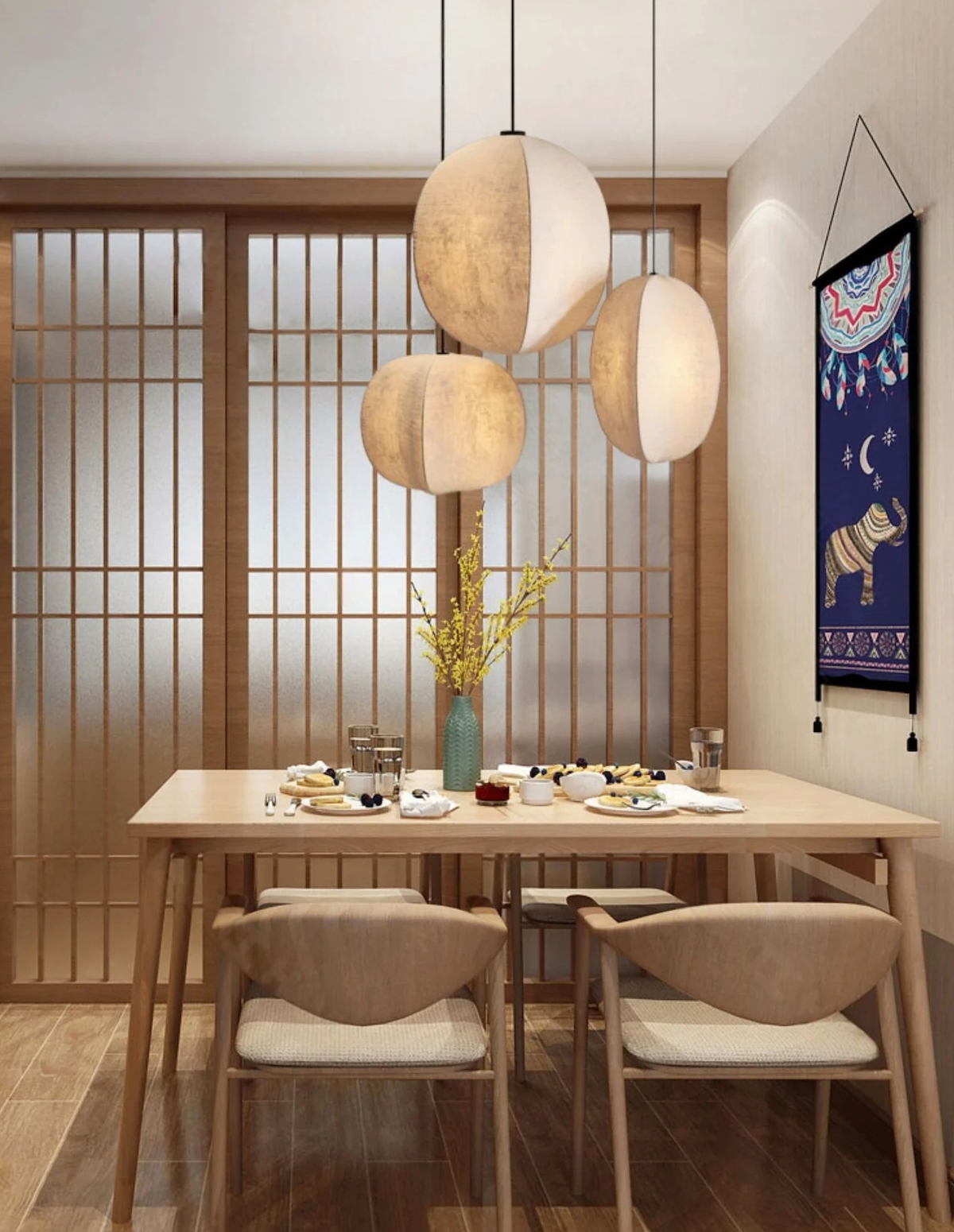 Wabi Sabi Linen Led Pendant Light - Elegant Modern Lighting Fixture 5
