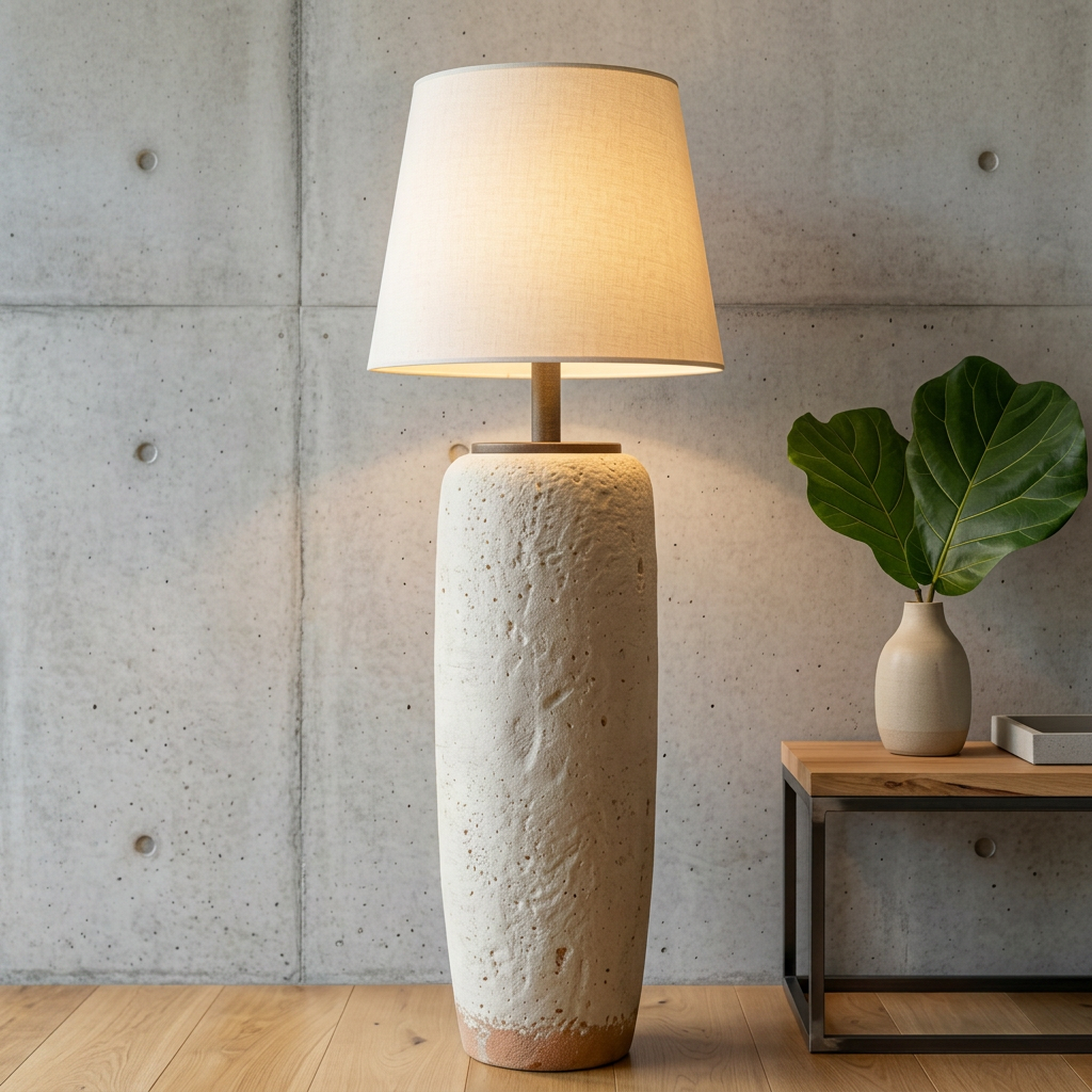 Elara Haus Pedestal Base Floor Lamp with Tapered Drum Shade