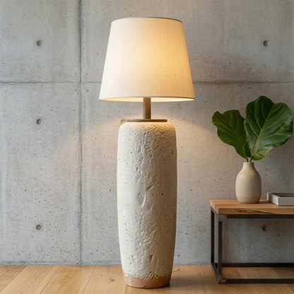 Elara Haus Pedestal Base Floor Lamp with Tapered Drum Shade
