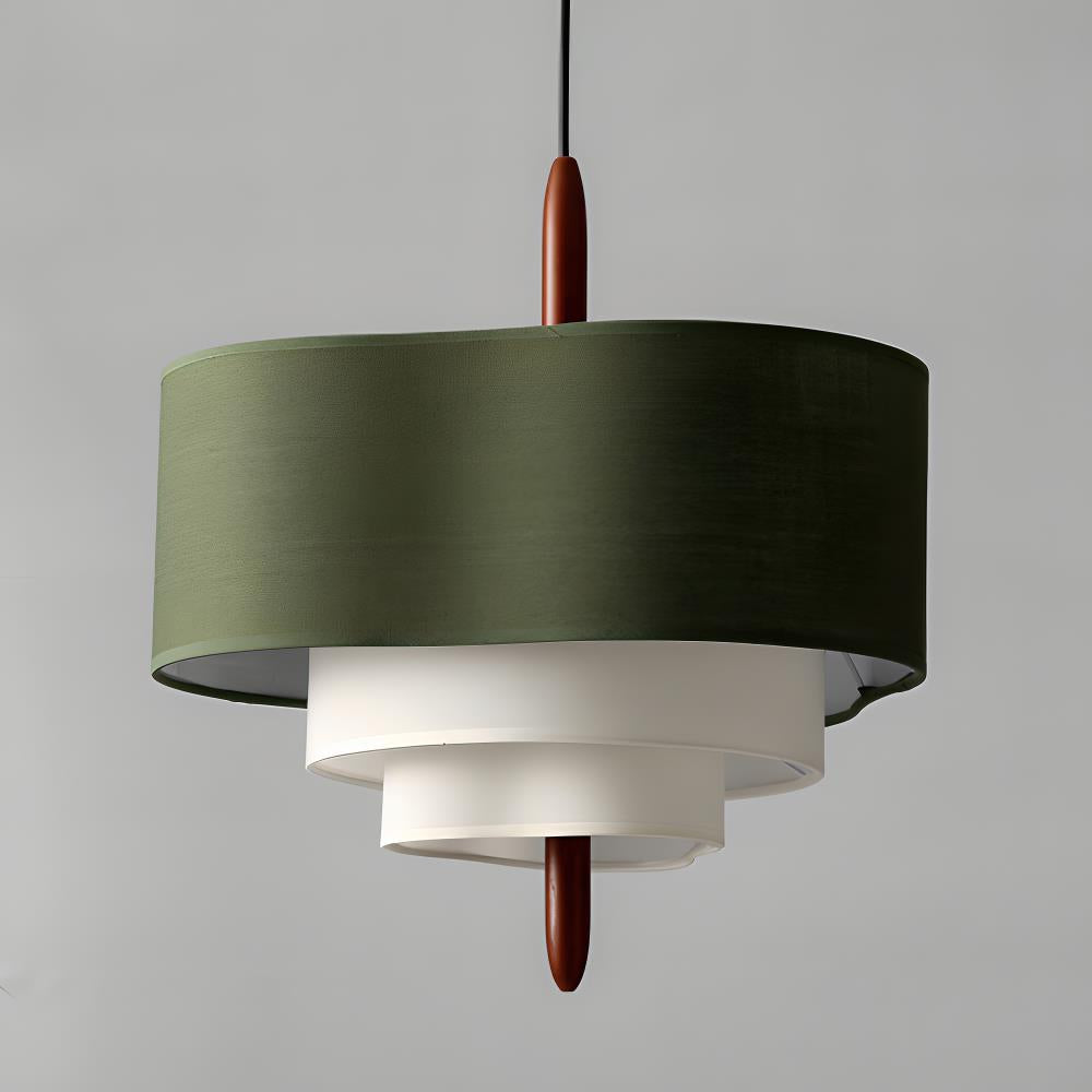 Elara Haus Pendant Lamp - Fabric Shade Kitchen Pendant Lighting Walnut Finish 8