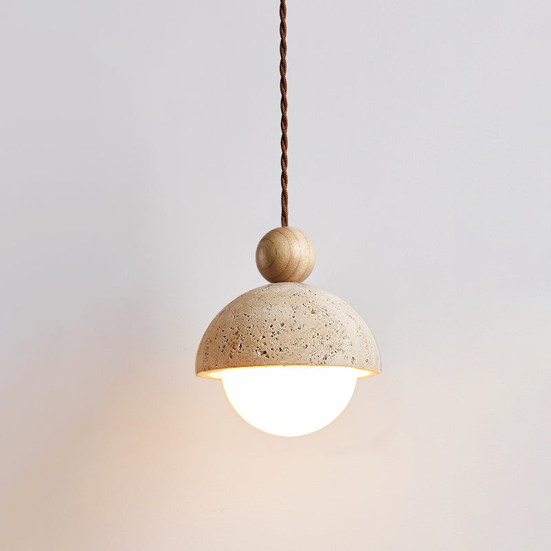 Elara Haus Pendant Light - Travertine Dome Glass Design Hanging Lights 0
