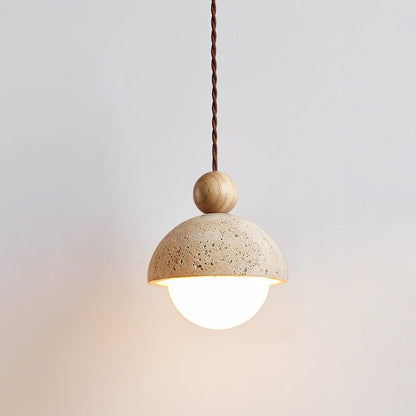 Elara Haus Pendant Light - Travertine Dome Glass Design Hanging Lights 0