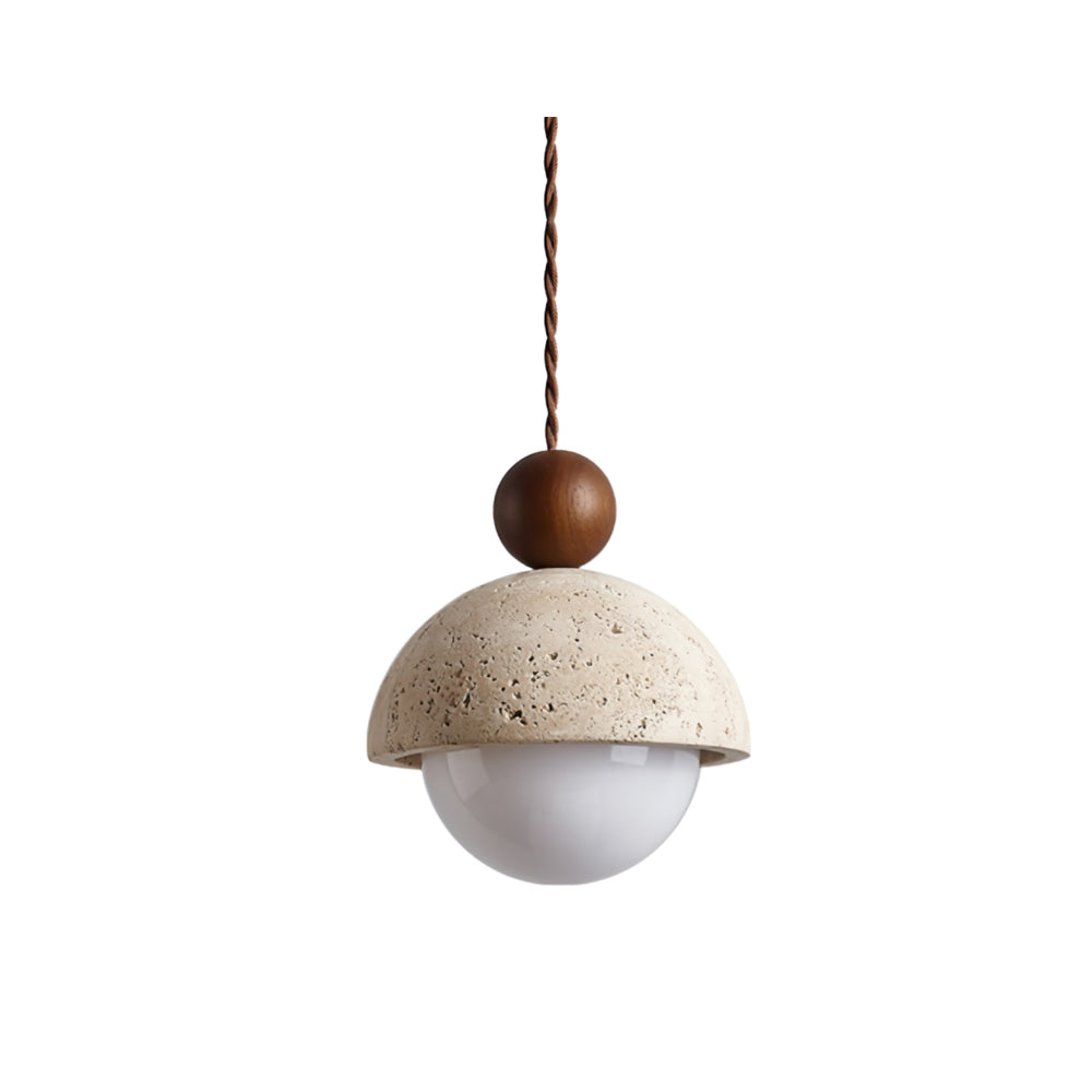 Elara Haus Pendant Light - Travertine Dome Glass Design Hanging Lights 1