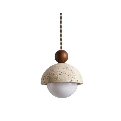 Elara Haus Pendant Light - Travertine Dome Glass Design Hanging Lights 1