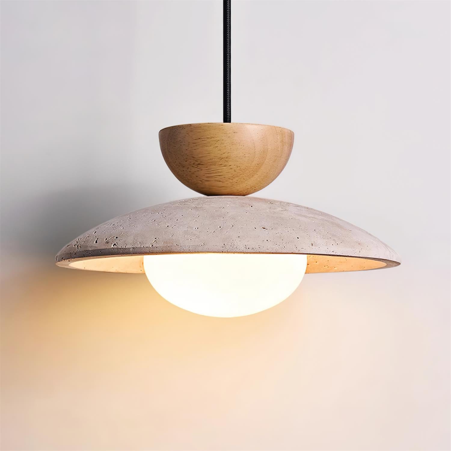 Elara Haus Pendant Light - Wood and Travertine Kitchen Pendant Lighting 8