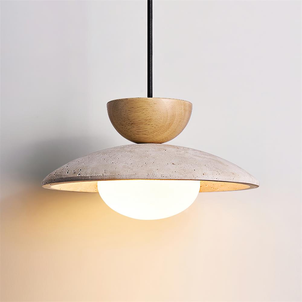 Elara Haus Pendant Light - Wood and Travertine Kitchen Pendant Lighting 2
