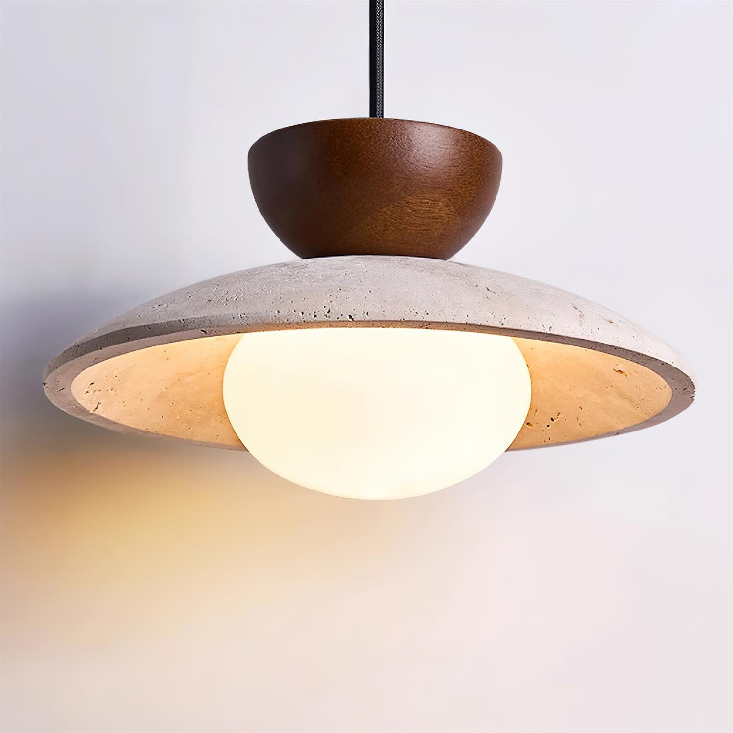 Elara Haus Pendant Light - Wood and Travertine Kitchen Pendant Lighting 7