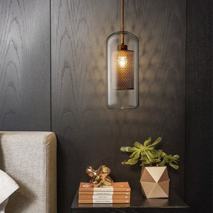 Hessa Contemporary Golden Pendant Light, Glass, Globe/Cylindric 6