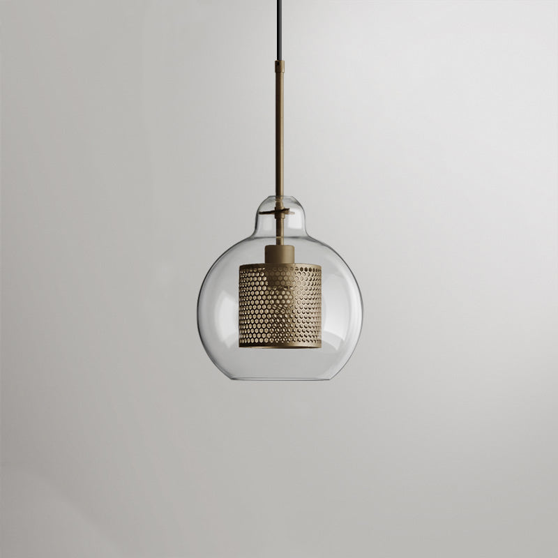 Hessa Contemporary Golden Pendant Light, Glass, Globe/Cylindric 10