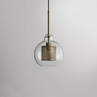 Hessa Contemporary Golden Pendant Light, Glass, Globe/Cylindric 10