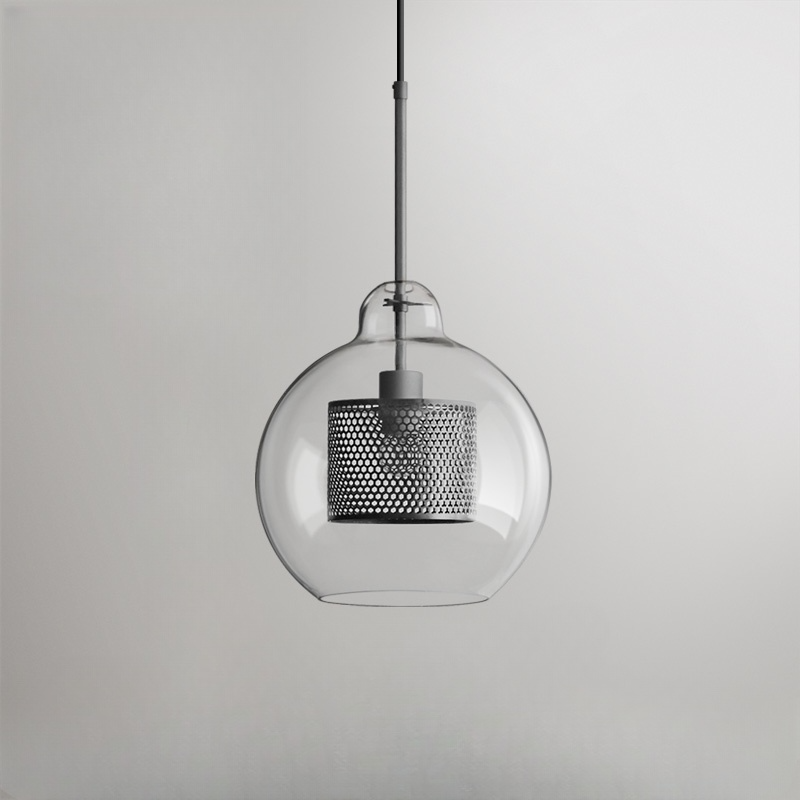 Hessa Contemporary Golden Pendant Light, Glass, Globe/Cylindric 12