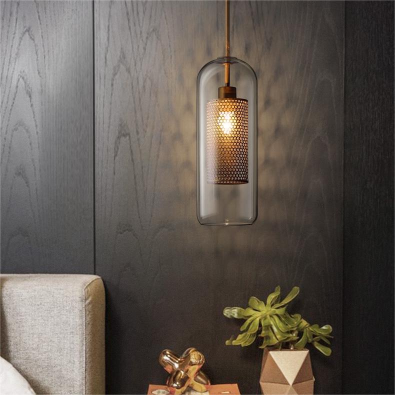 Hessa Contemporary Golden Pendant Light, Glass, Globe/Cylindric 13