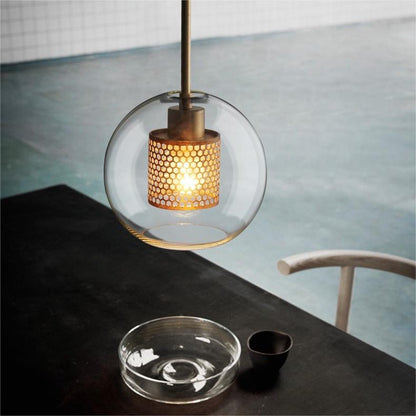 Hessa Contemporary Golden Pendant Light, Glass, Globe/Cylindric 15