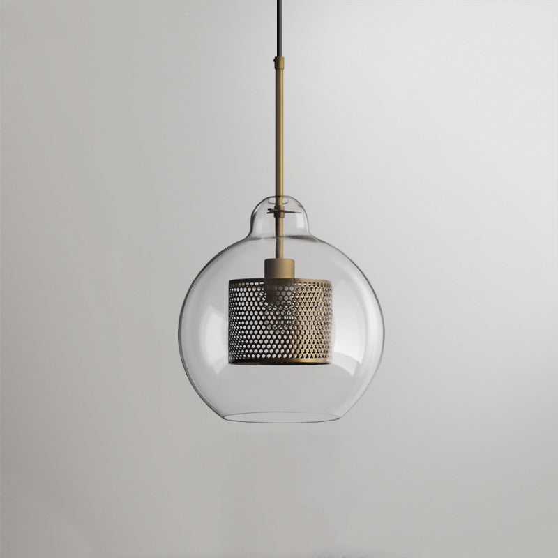 Hessa Contemporary Golden Pendant Light, Glass, Globe/Cylindric 17