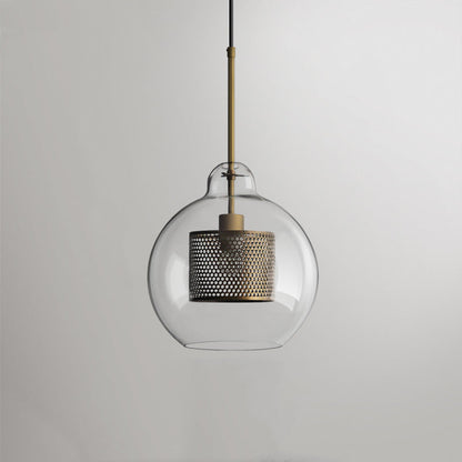Hessa Contemporary Golden Pendant Light, Glass, Globe/Cylindric 17