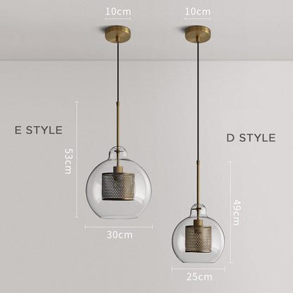 Hessa Contemporary Golden Pendant Light, Glass, Globe/Cylindric 19