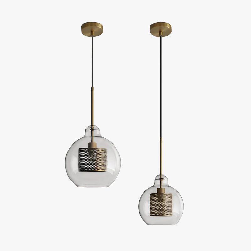 Hessa Contemporary Golden Pendant Light, Glass, Globe/Cylindric 1