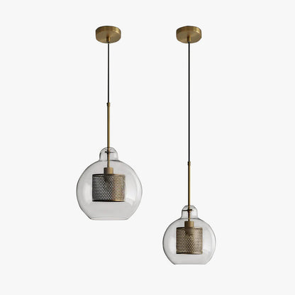 Hessa Contemporary Golden Pendant Light, Glass, Globe/Cylindric 1