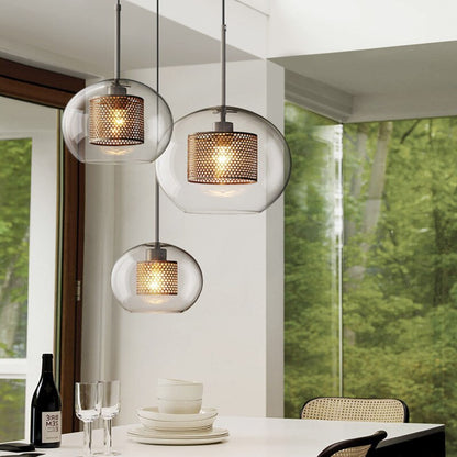 Hessa Contemporary Golden Pendant Light, Glass, Globe/Cylindric 2