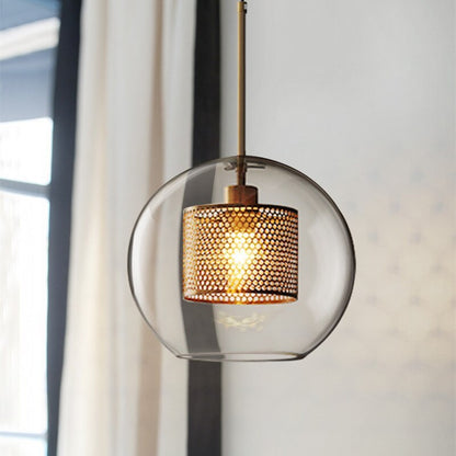 Hessa Contemporary Golden Pendant Light, Glass, Globe/Cylindric 5