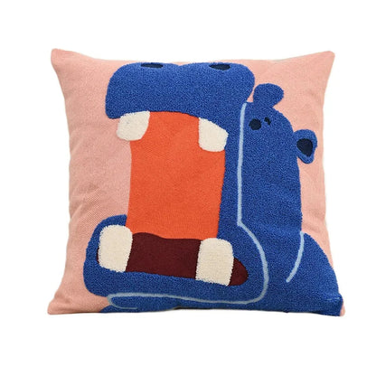 Elara Haus Pillow Cover - Polyester-Cotton Blend Cushion Covers with Nordic Animal Embroidery 8