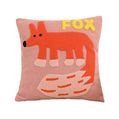 Elara Haus Pillow Cover - Polyester-Cotton Blend Cushion Covers with Nordic Animal Embroidery 0