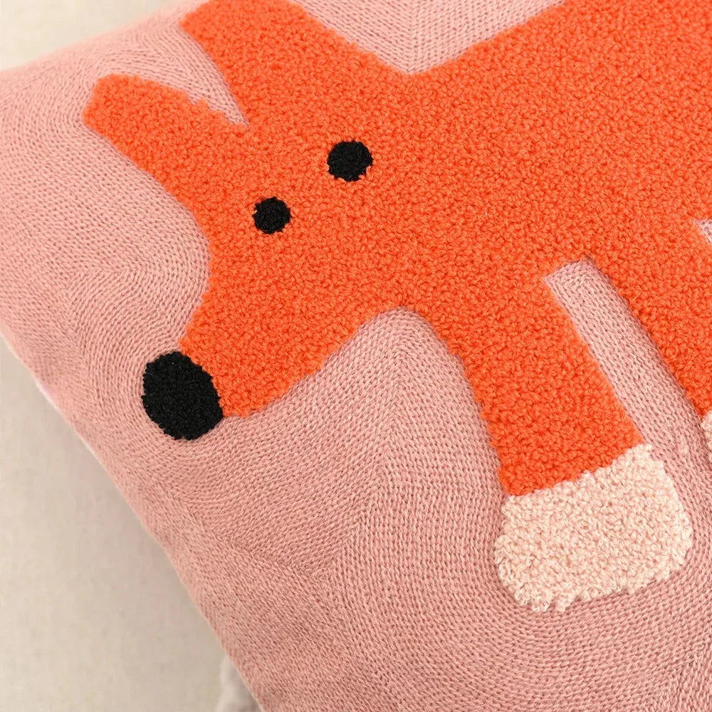 Elara Haus Pillow Cover - Polyester-Cotton Blend Cushion Covers with Nordic Animal Embroidery 4