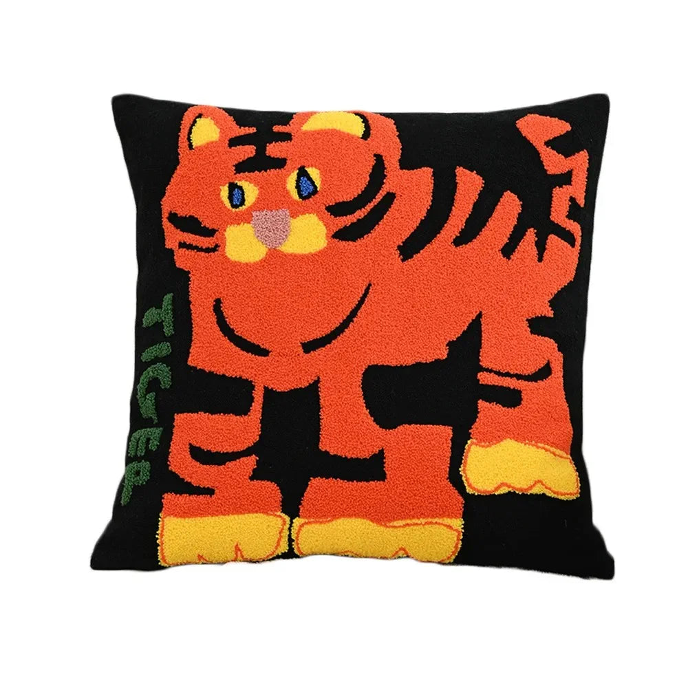 Elara Haus Pillow Cover - Polyester-Cotton Blend Cushion Covers with Nordic Animal Embroidery 5