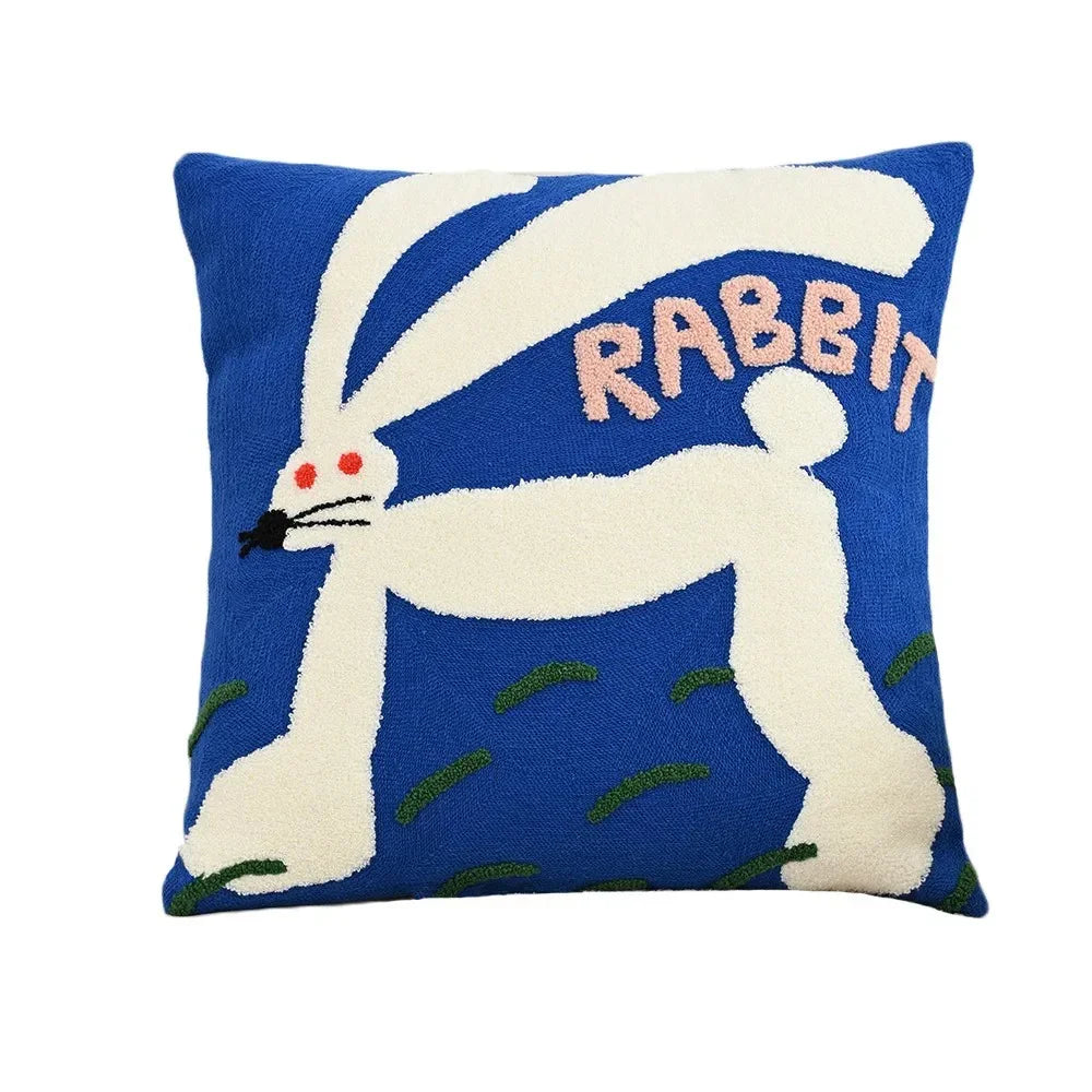 Elara Haus Pillow Cover - Polyester-Cotton Blend Cushion Covers with Nordic Animal Embroidery 7