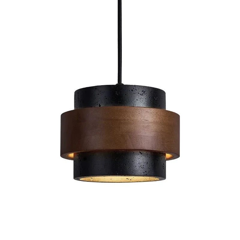 Orvina Wabi-Sabi Natural Travertine Cylinder Pendant Light - Japandi Stone Kitchen Island 12