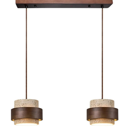 Orvina Wabi-Sabi Natural Travertine Cylinder Pendant Light - Japandi Stone Kitchen Island 15