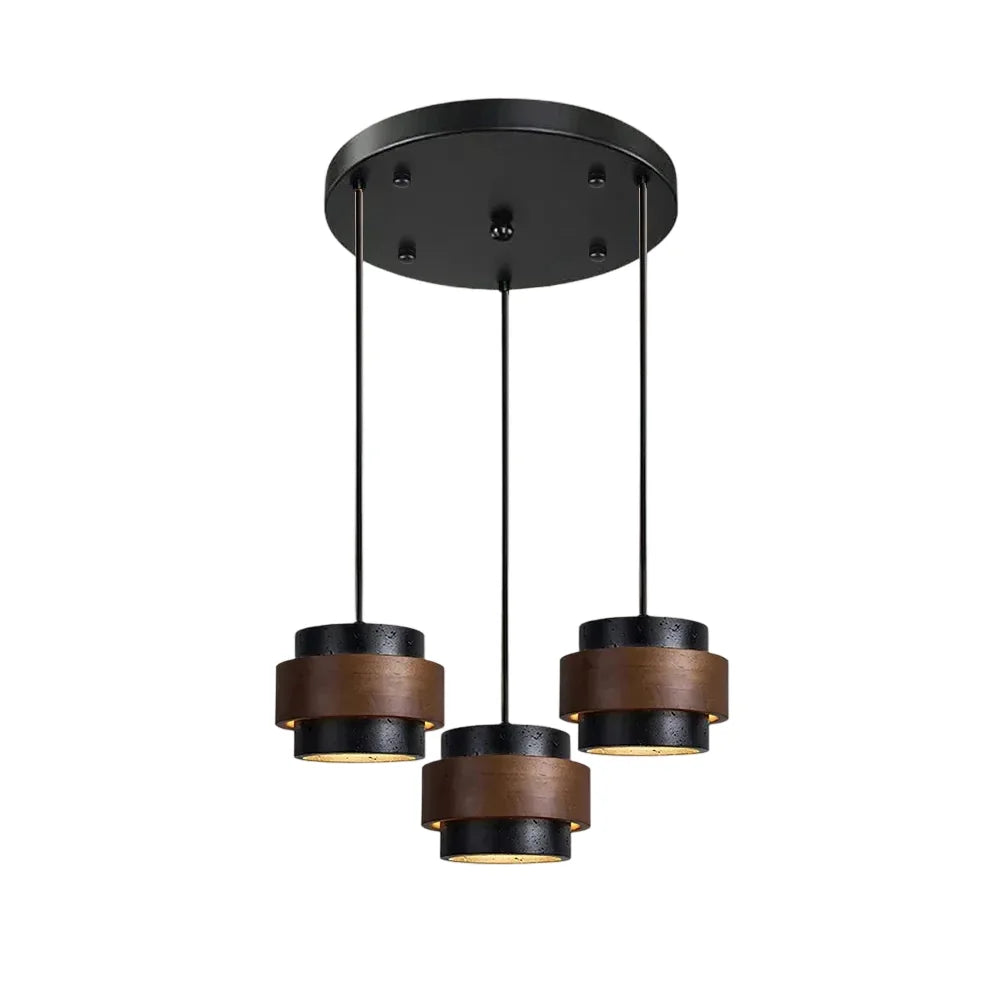 Orvina Wabi-Sabi Natural Travertine Cylinder Pendant Light - Japandi Stone Kitchen Island 18