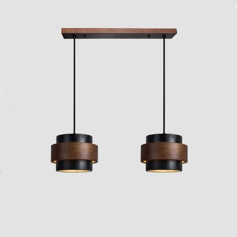 Orvina Wabi-Sabi Natural Travertine Cylinder Pendant Light - Japandi Stone Kitchen Island 19