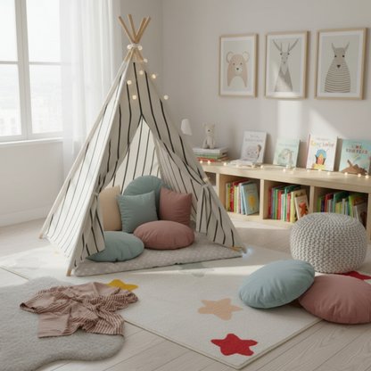Elara Haus Playful Colorful Stars Anti-Slip Children's Rug