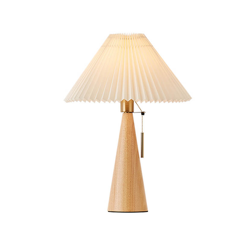 Table lamp with a pleated shade – wooden base, Scandinavian style 8