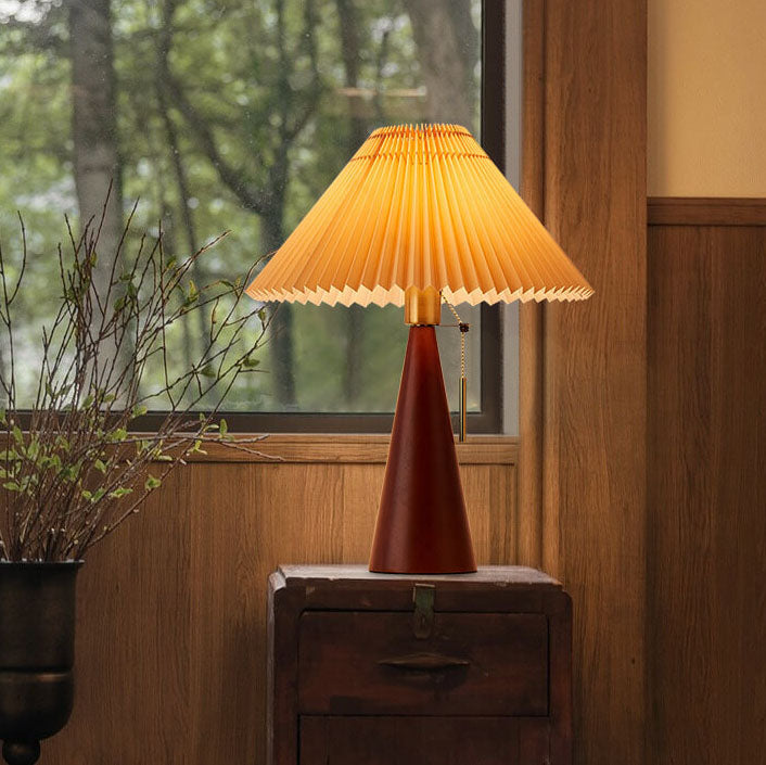 Table lamp with a pleated shade – wooden base, Scandinavian style 7