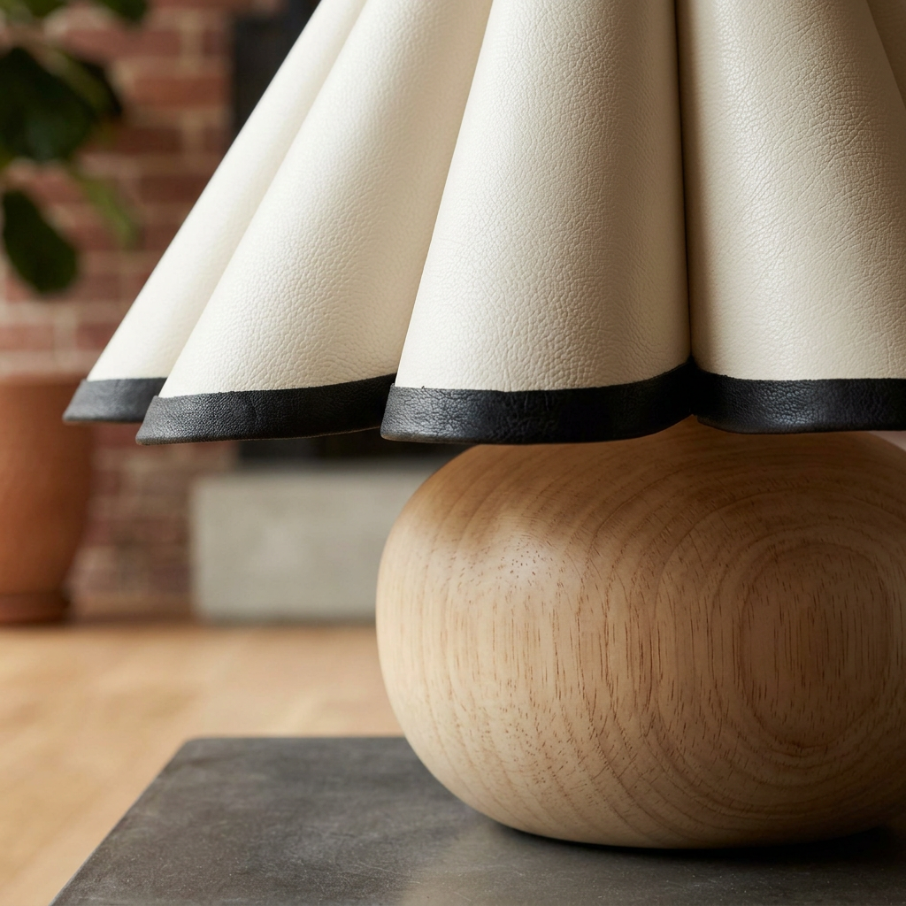 Elara Haus Pleated Shade Wooden Table Lamp