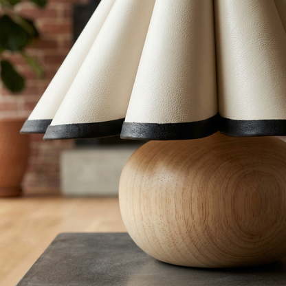 Elara Haus Pleated Shade Wooden Table Lamp