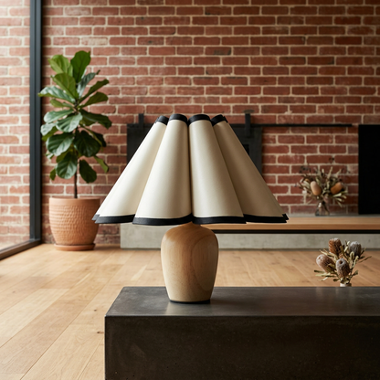 Elara Haus Pleated Shade Wooden Table Lamp