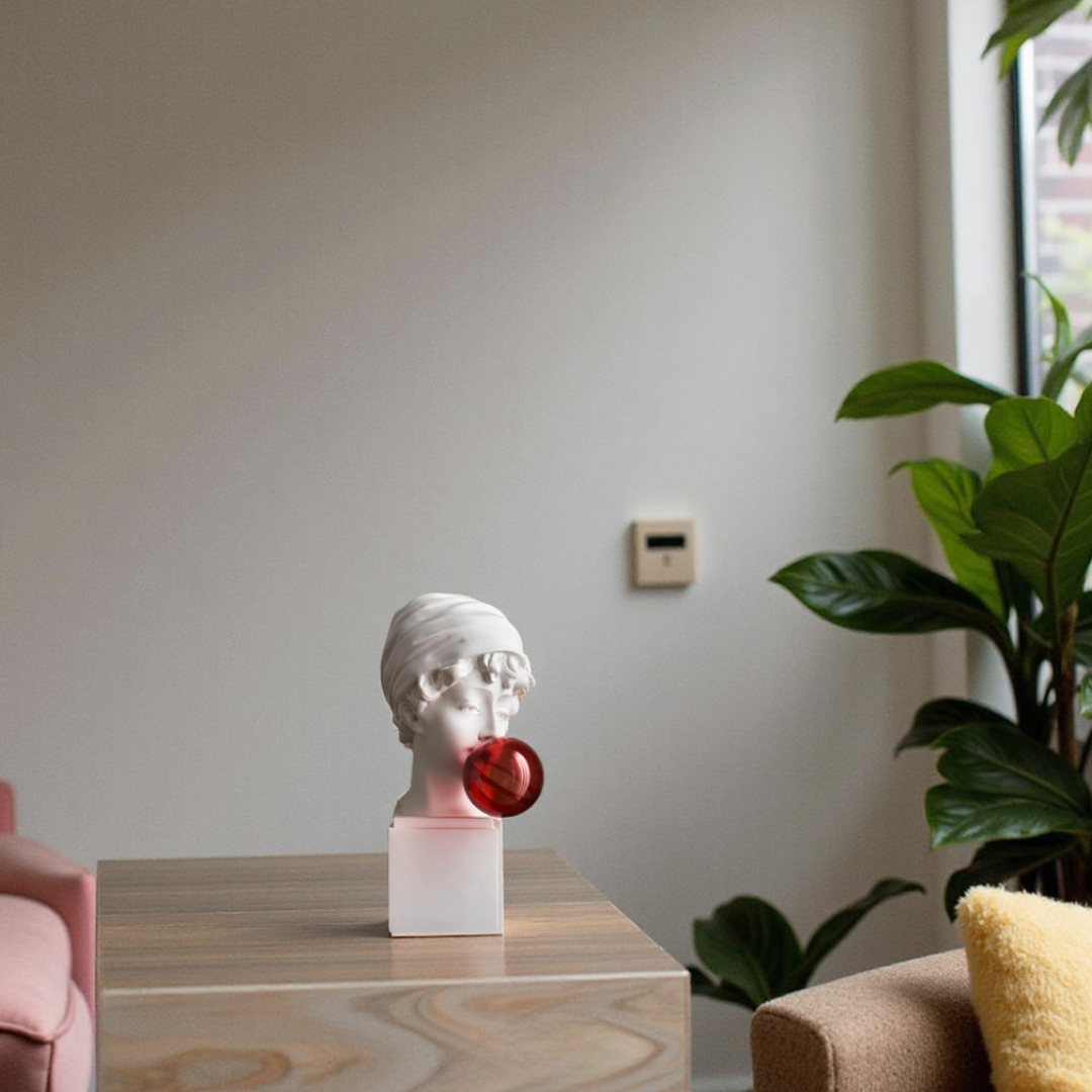 Elara Haus Pop Art David Bust with Pink Bubblegum – Classical Sculpture