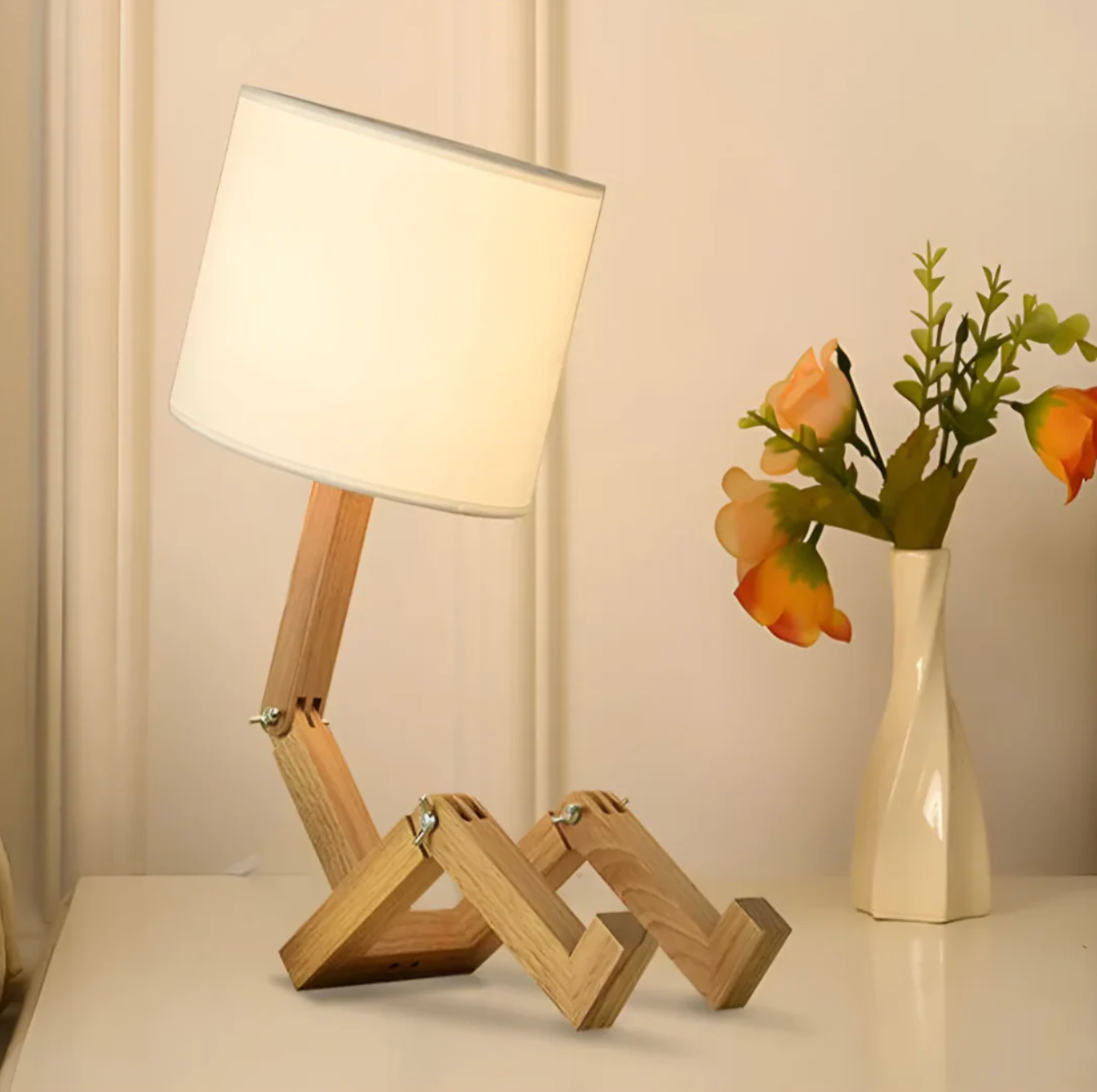 Designer wooden table lamp - adjustable, modern form of wooden work 0