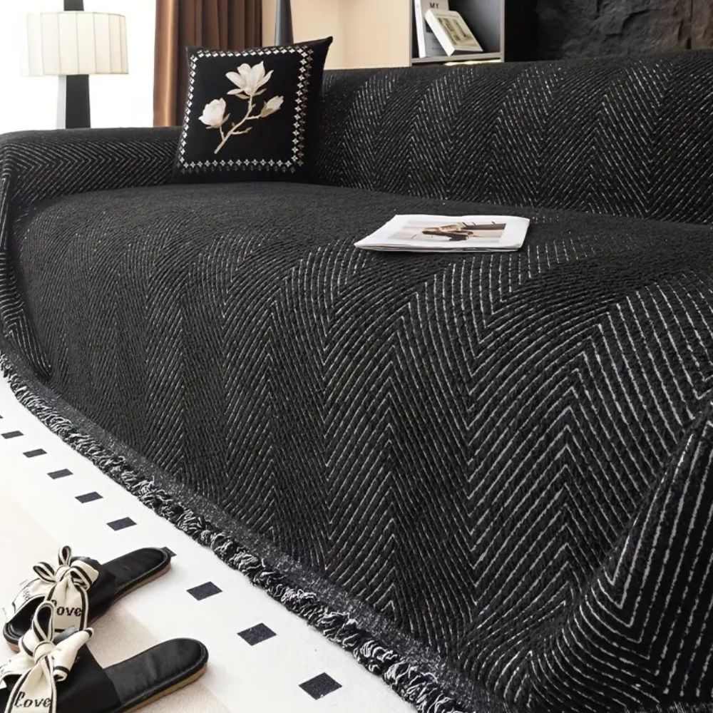 Elara Haus Premium Sofa Protector - Herringbone Pattern Throw Blanket