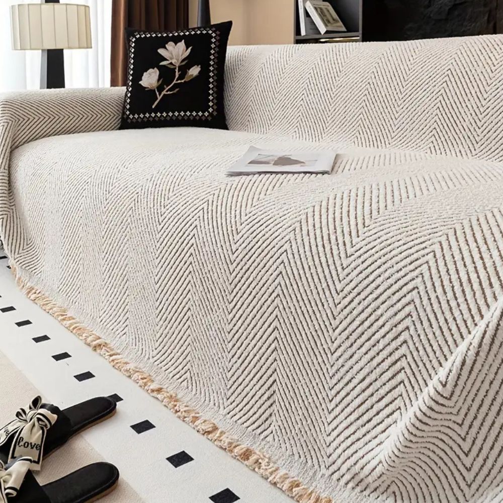 Elara Haus Premium Sofa Protector - Herringbone Pattern Throw Blanket