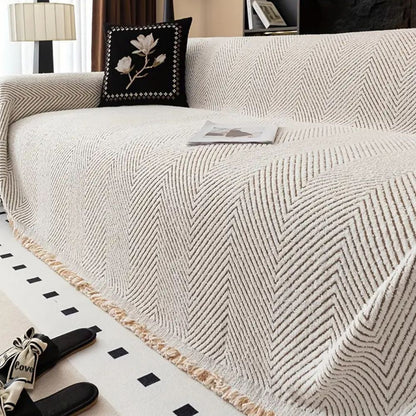 Elara Haus Premium Sofa Protector - Herringbone Pattern Throw Blanket