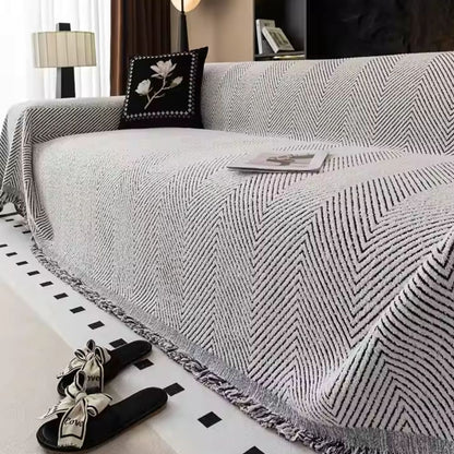 Elara Haus Premium Sofa Protector - Herringbone Pattern Throw Blanket