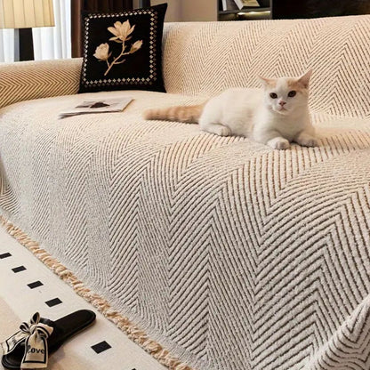 Elara Haus Premium Sofa Protector - Herringbone Pattern Throw Blanket