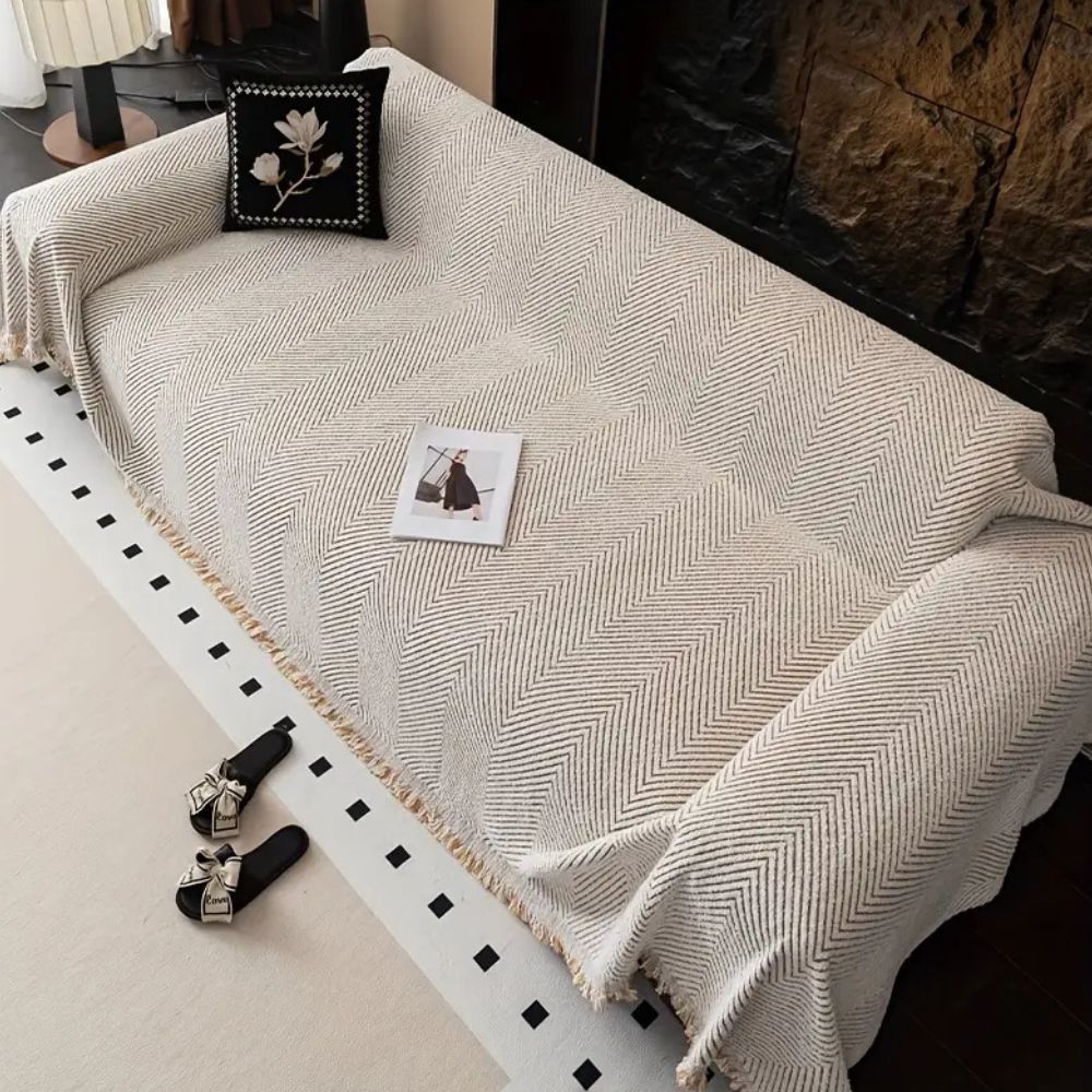 Elara Haus Premium Sofa Protector - Herringbone Pattern Throw Blanket