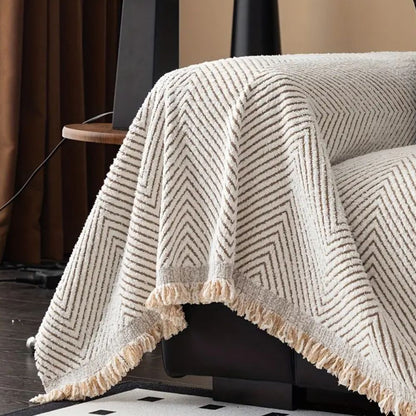 Elara Haus Premium Sofa Protector - Herringbone Pattern Throw Blanket