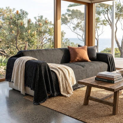 Elara Haus Premium Sofa Protector - Herringbone Pattern Throw Blanket